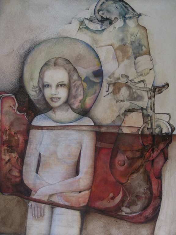 Meesterlijk gedetailleerd groot Aquarel "Rindana" van Georg Hadeler (1939-)  verkocht voor € 70!