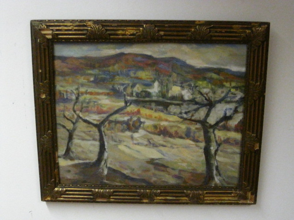 Toon Pluijmers 1910-1967 olieverf "bergachtig landschap" omstreeks 1940 verkocht voor € 36!