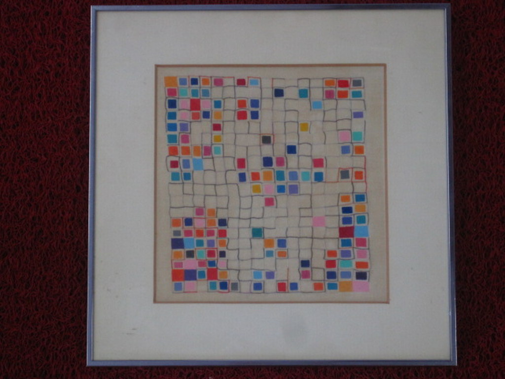 uniek relief borduurwerk op textiel "compositie" van Helene Briels (1954 -) kopen? Bied vanaf 1!