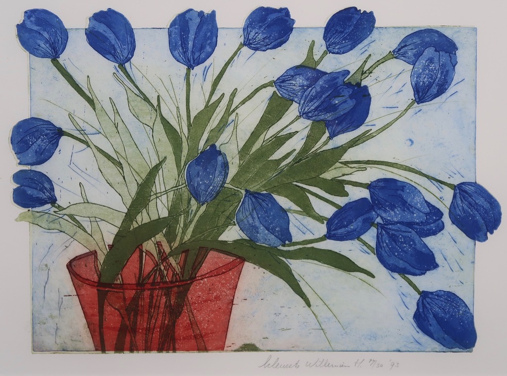 Willemien Holterman: Ets, Tulpen - Ingelijst kopen? Bied vanaf 20!
