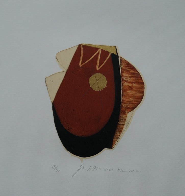 Jan Naezer - etscollage met bladgoud - 2002 kopen? Bied vanaf 15!