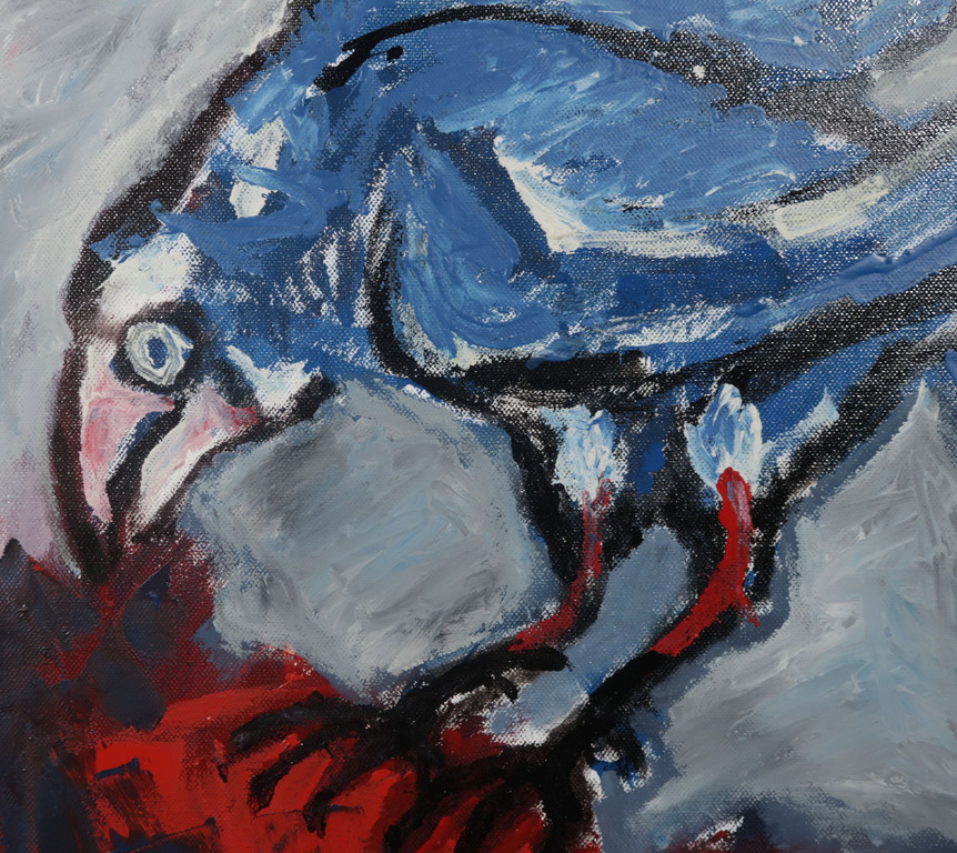 Martin van Wordragen: Olieverf op doek, Roofvogel op bergtop - Ingelijst kopen? Bied vanaf 350!