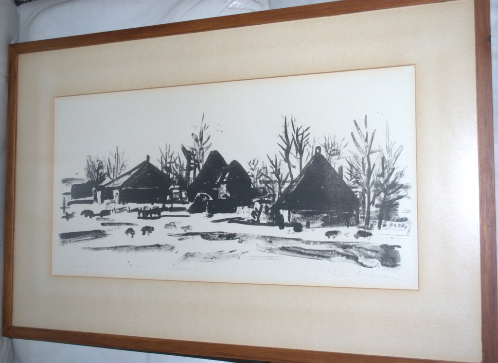 Boerderijen bij Monnickendam - handgedrukte litho - 1960 - oplage 50 kopen? Bied vanaf 35!