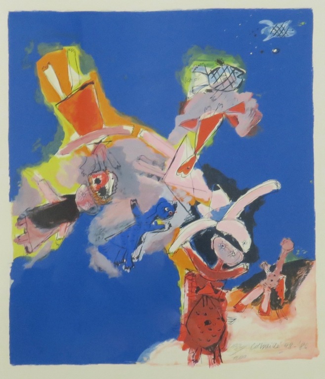 Corneille: Litho, Compositie met beesten en figuren IV - Ingelijst kopen? Bied vanaf 1!