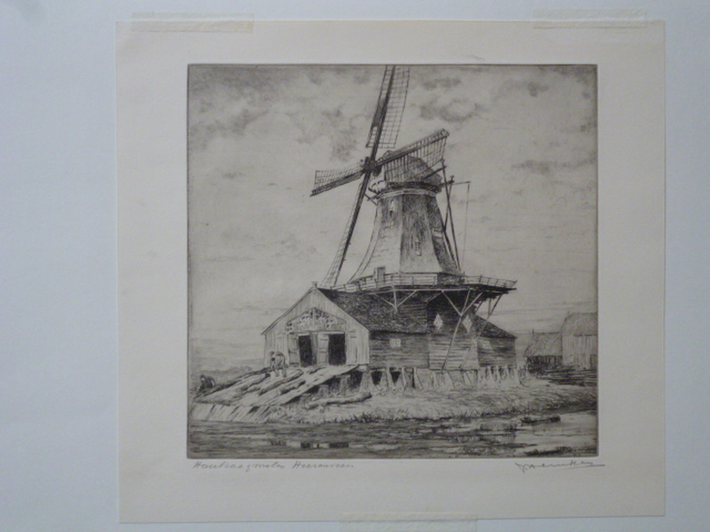 Johan Hemkes - ets - Houtzaagmolen Heerenveen kopen? Bied vanaf 65!
