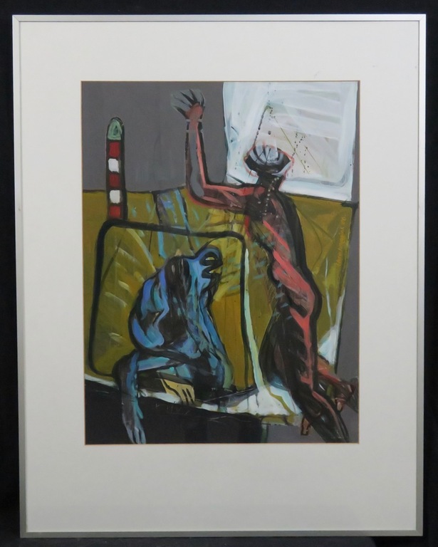 Theo Bruggink: Acryl op papier, Het baken - Ingelijst kopen? Bied vanaf 20!
