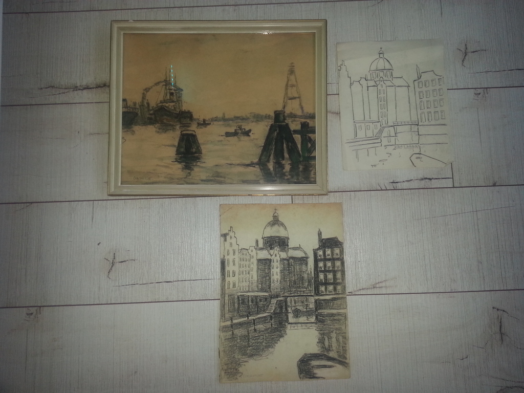 Ger van Vliet (1880-1972) - gemengde techniek+2 tekeningen, gesigneerd kopen? Bied vanaf 35!