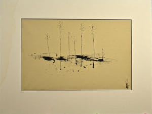 Melle Oldeboerrigter - Melle: Inkttekening. Landschap met zes bomen kopen? Bied vanaf 150!