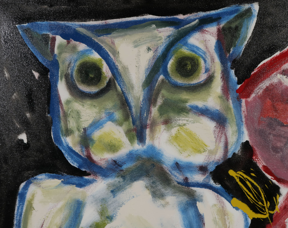 Martin van Wordragen: Olieverf op doek, Artiste met uilenbeeld - Ingelijst  kopen? Bied vanaf 750!
