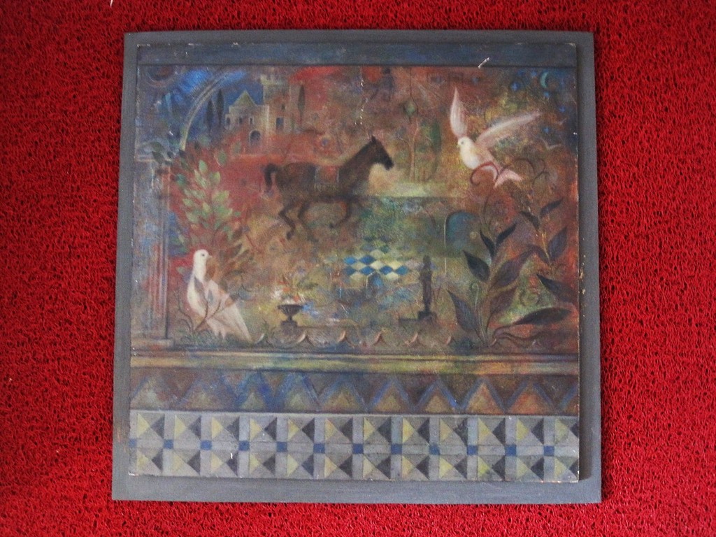 Gedetailleerd omstreeks 1960 gesigneerd Surrealistisch olieverf "Droomland"  kopen? Bied vanaf 1!