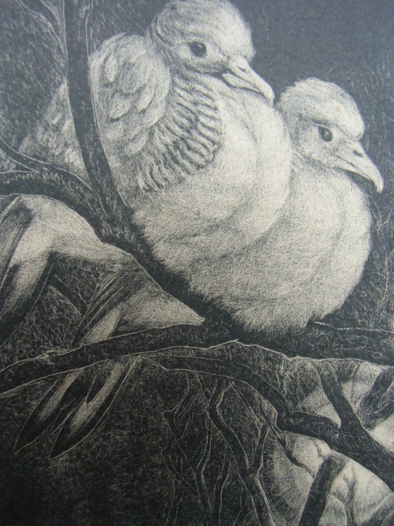 GESTREEPTE DUIFJES /// LITHO VAN INA RAHUSEN verkocht voor € 35!