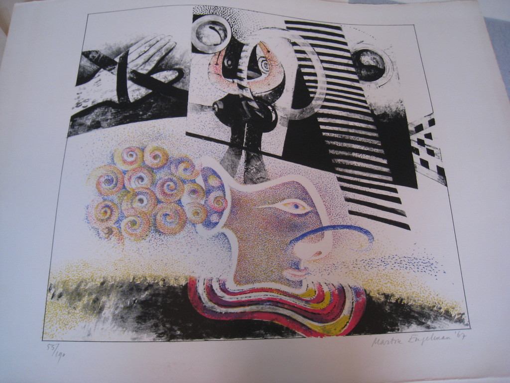 Martin Engelman, kleurenlitho 'Boegbeeld op zwarte zee' verkocht voor € 50!