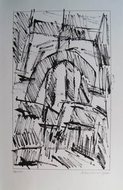 Jan Schoonhoven abstracte zeefdruk uit 1987 gesigneerd. verkocht voor € 325!