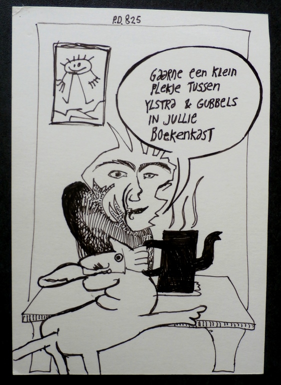 Pieter Drift - tekening: Gaarne een klein plekje... - ode aan Klaas Gubbels kopen? Bied vanaf 35!