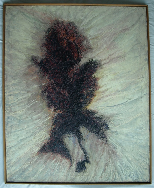 Johannes Rijnders ( B.Jorin) : olieverf op linnen, Abstract Beest – Gesigneerd  verkocht voor € 100!