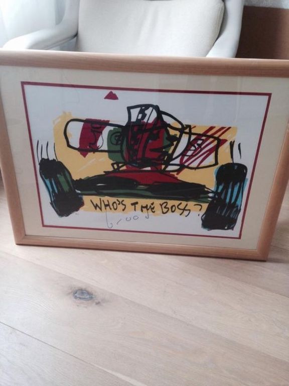 HERMAN BROOD Titel  " who's the boss", Met houten Lijst INGELIJST verkocht voor € 170!