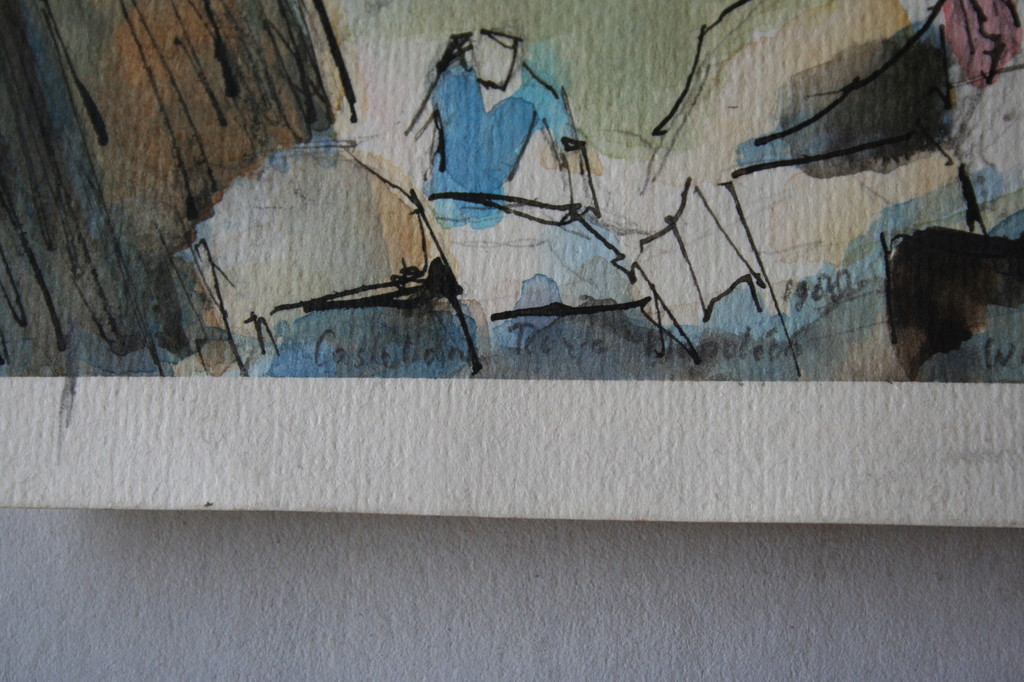 Aquarel en inkt, tafereel in de bergen, gesigneerd kopen? Bied vanaf 1!