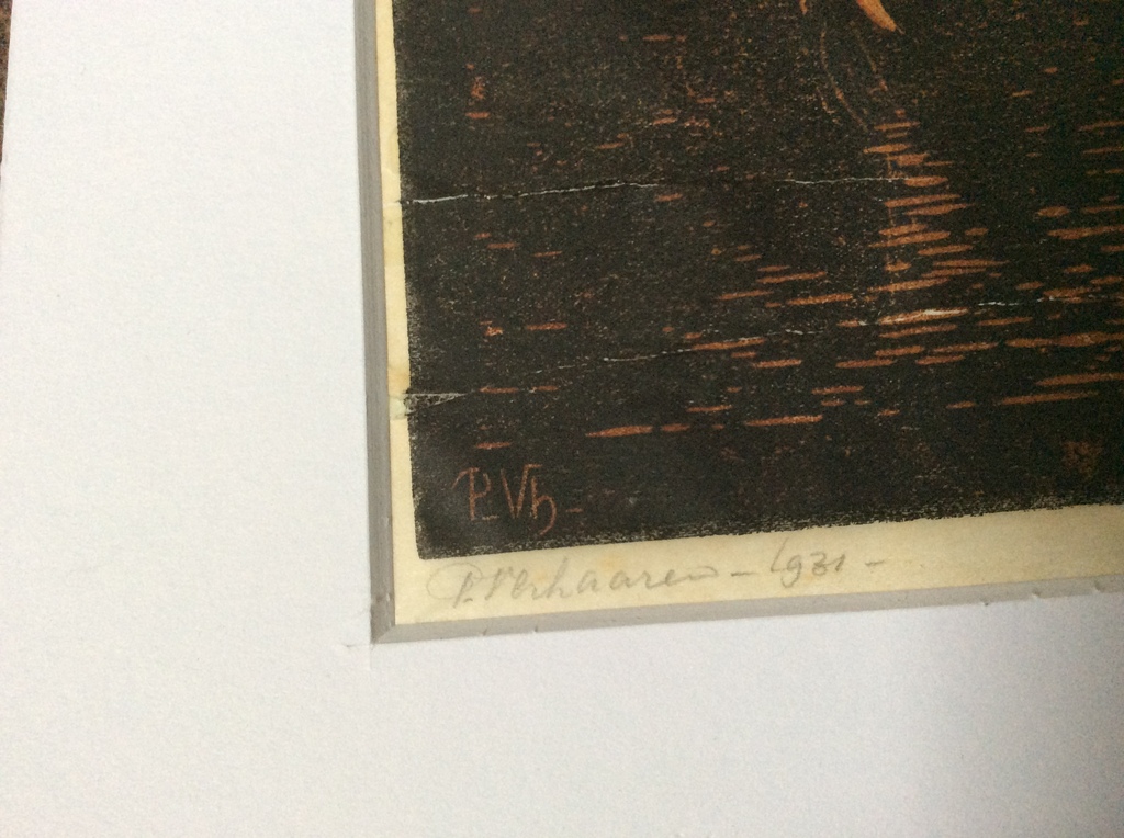 Piet Verhaaren - chrysanten in vaas - linosnede, 1931 kopen? Bied vanaf 25!