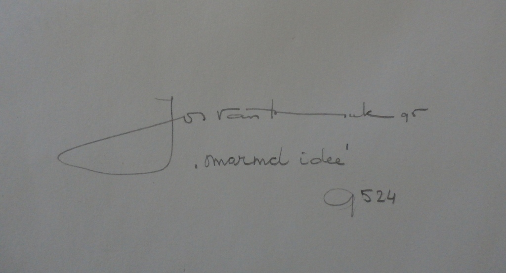 Jos van Beek - acryl op papier: omarmd idee - 1995 kopen? Bied vanaf 125!