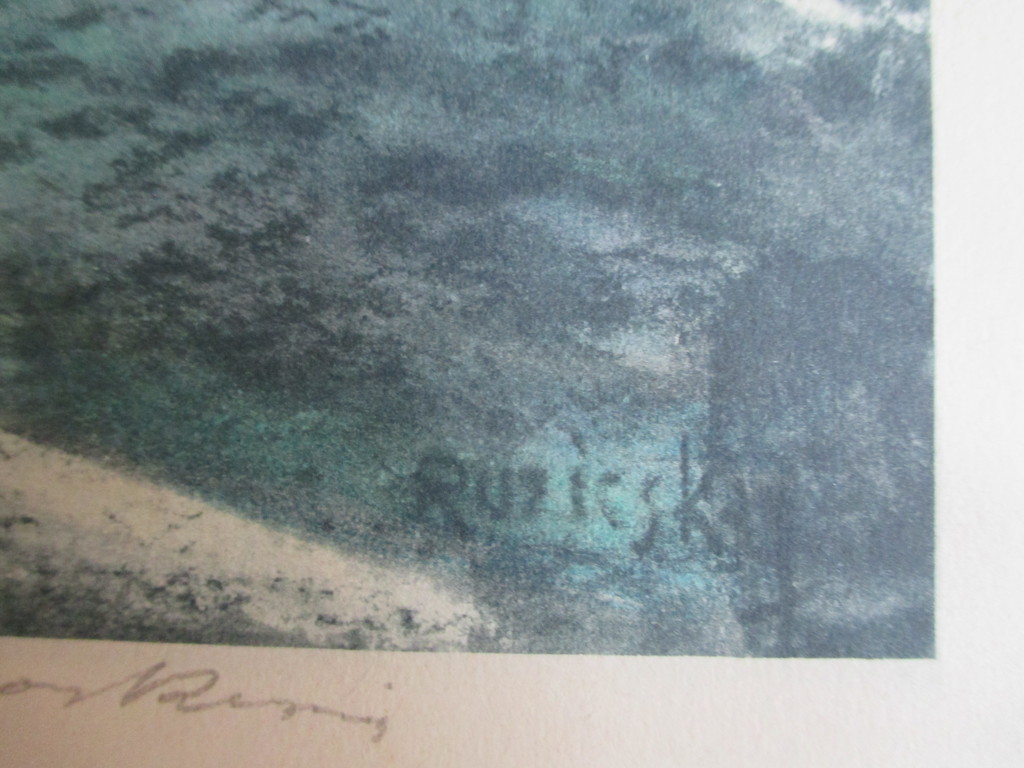 Handgekleurde ets, rivier kopen? Bied vanaf 15!