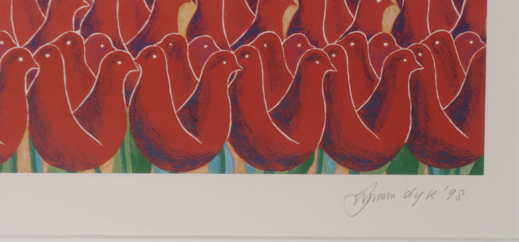 Onbekend gesigneerd: Offset, Birds/Bollenveld - Ingelijst kopen? Bied vanaf 1!