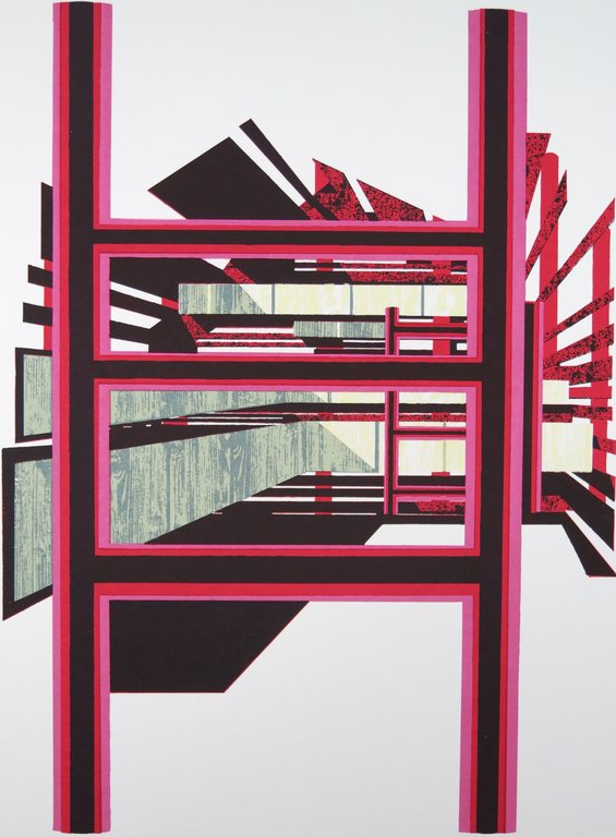 Marcel Doorduin: Zeefdruk, Raster met roze en rood kopen? Bied vanaf 1!