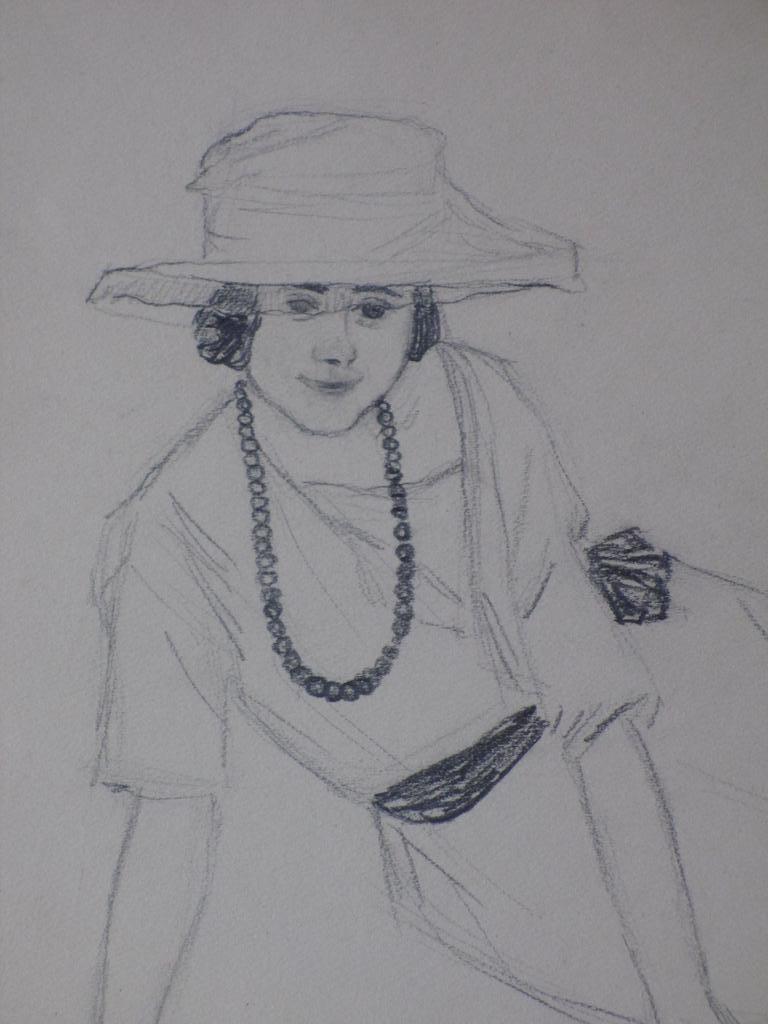 Jacob Dooijewaard, Zittende dame met hoed, Tekening kopen? Bied vanaf 35!