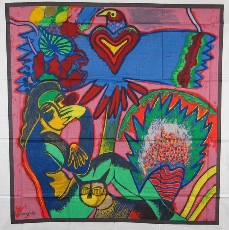 Corneille: Zeefdruk op katoenzijde, Elle se donne a rever verkocht voor € 75!