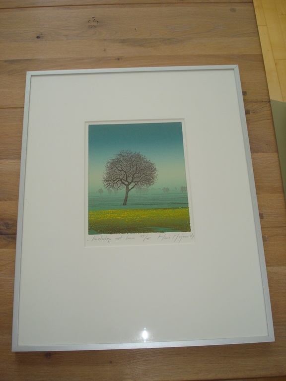 Hans Heijman (1951); ets, Landschap met boom. kopen? Bied vanaf 40!