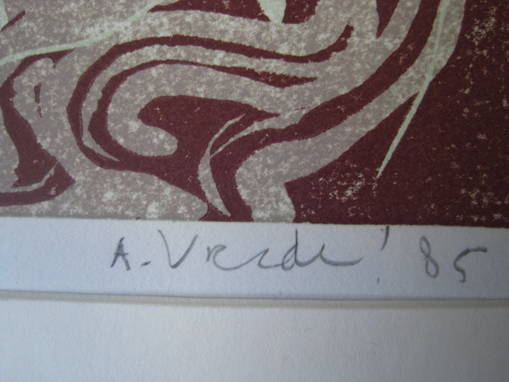 Vroege Litho van Suriname expressionist Anton Vrede (1953-)  "vrouw" gesigd kopen? Bied vanaf 1!