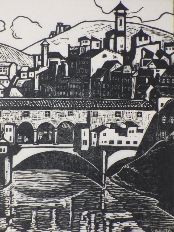 Jaap Veldheer, Gezicht op Florence, Houtsnede kopen? Bied vanaf 1!