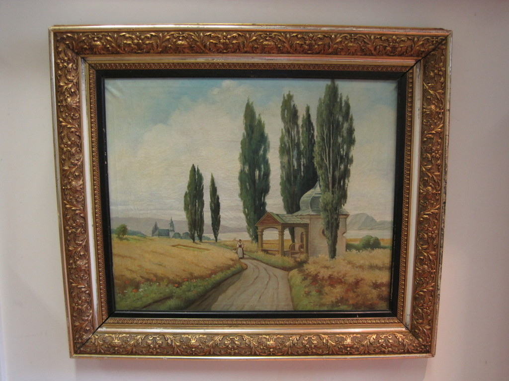 G. Dulle 1874-1969 Magisch realisme "Italie Toscane" olieverf ca 1930 verkocht voor € 50!