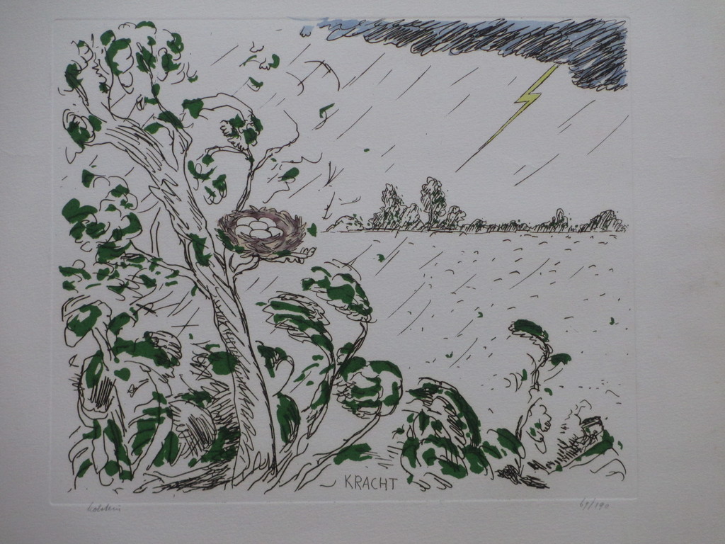 Pieter Holstein, Kracht, Ingekleurde ets verkocht voor € 45!