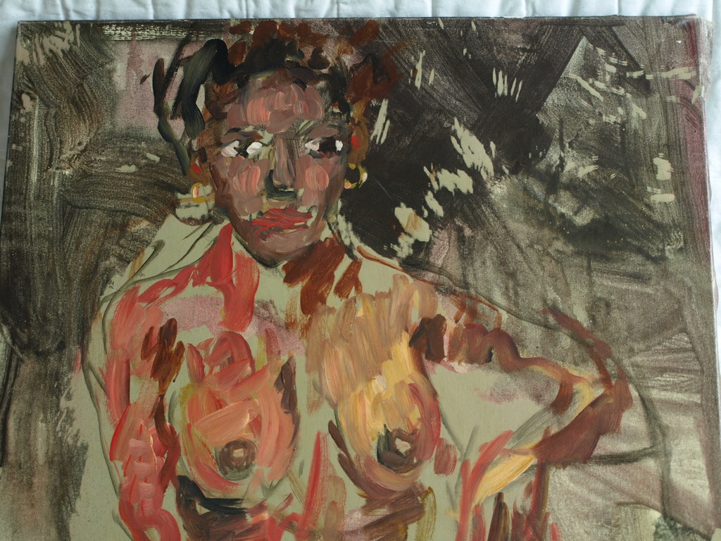 Onduidelijke signaturen : Acrylverf op doek , NAAKTE VROUW – 2000 kopen? Bied vanaf 50!