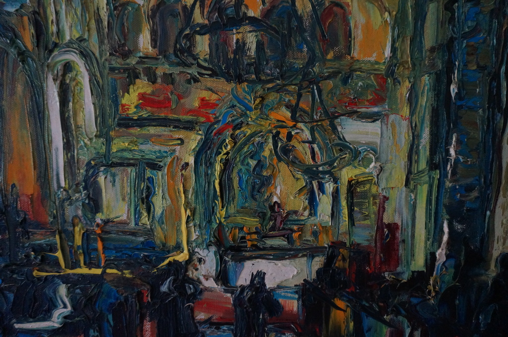 Jan Makkes: Olieverf op doek, Interieur Sint Bavo Kathedraal Haarlem kopen? Bied vanaf 100!