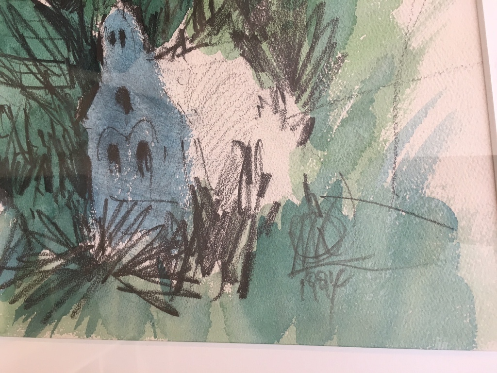 "Grieks Landschap", Acquarel ingevulde (houtskool) tekening 70x63 goede lijst+pp kopen? Bied vanaf 40!