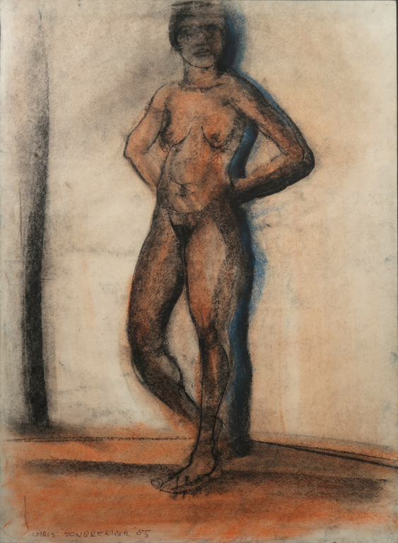 Chris Tonbreeker: Krijttekening, Zonder titel - Ingelijst  kopen? Bied vanaf 35!