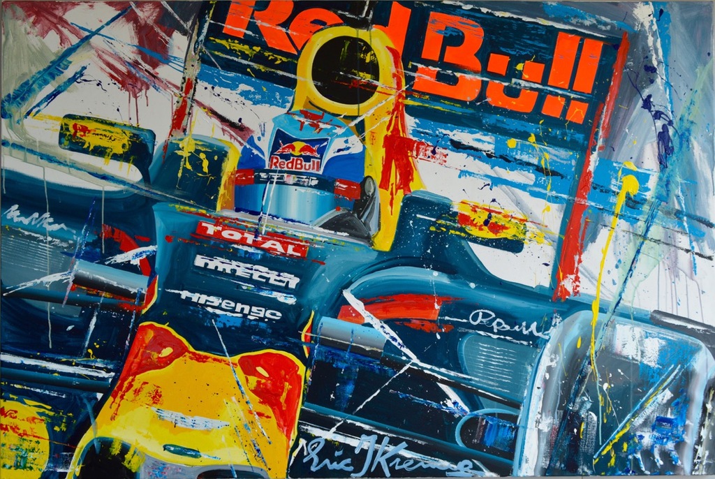 ERIC JAN KREMER - acryl op linnen - Max Verstappen 'Red Bull' verkocht voor € 1900!