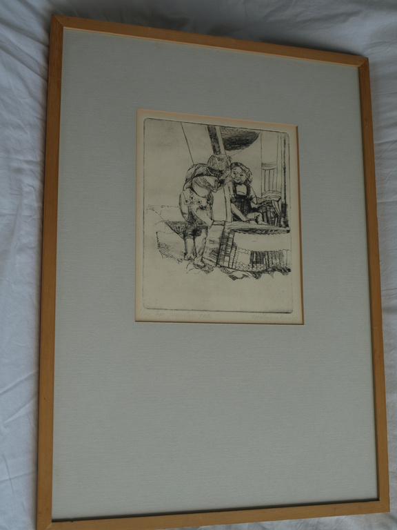 Mieneke de Boer : Ets – Les premiers pas – gesigneerd & ingelijst – 1977  kopen? Bied vanaf 1!