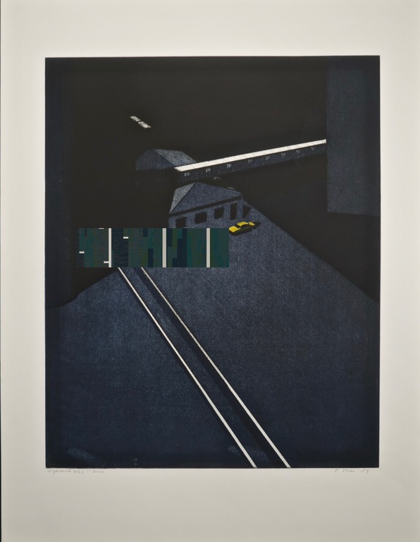 Peter Bes: Ets, Night view of a street with a parked car I verkocht voor € 40!