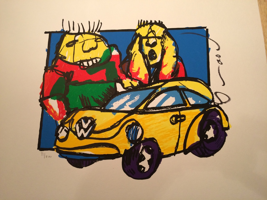 Originele zeefdruk Herman Brood VW Beetle met de hand gesigneerd. kopen? Bied vanaf 150!