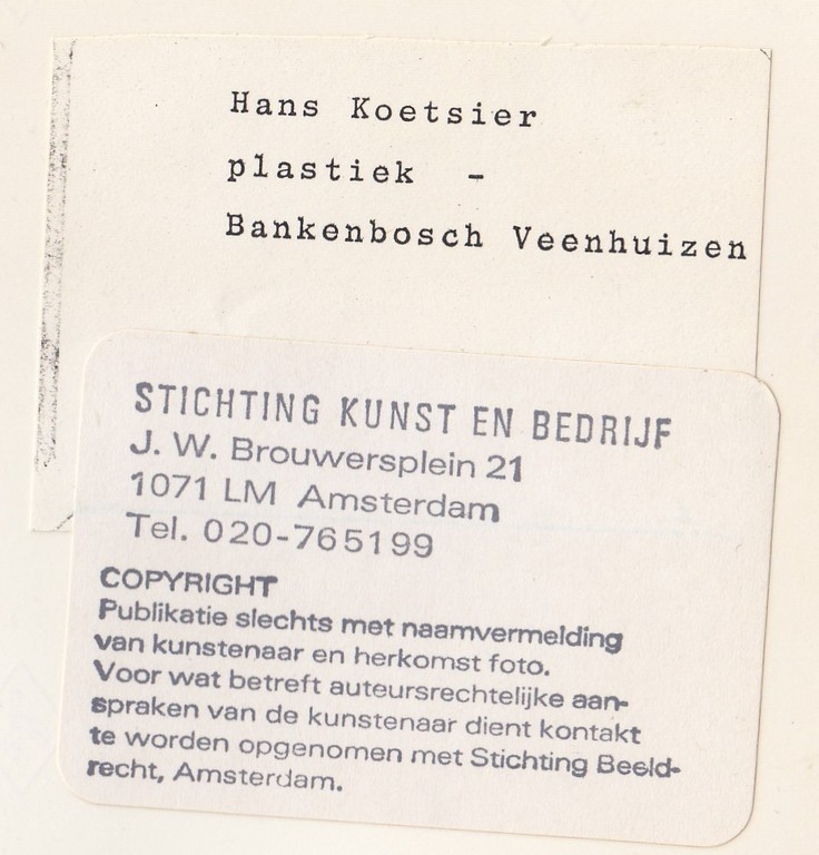 Hans Koetsier: Onbekende fotograaf: foto, Plastiek Bankenbosch Veenhuizen kopen? Bied vanaf 1!