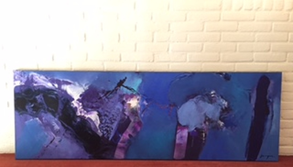 Pascal Magis, orgineel, acryl op doek, bleu et bleu. kopen? Bied vanaf 695!