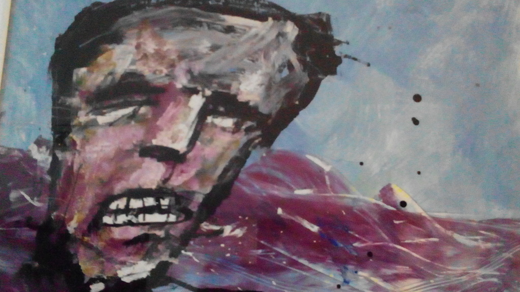herman Brood , uniek schilderij in lijst genaamd,, the shootist ,, kopen? Bied vanaf 1500!