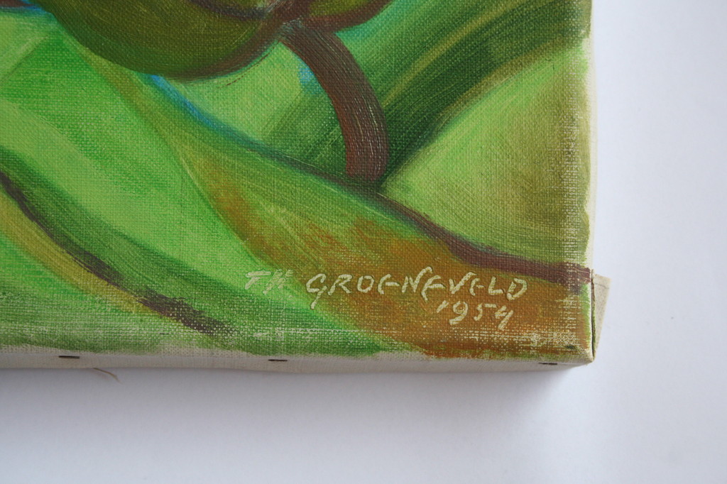 Theo Groeneveld - olieverf op doek - Dorp in Zuid Limburg - 1954 - gesigneerd kopen? Bied vanaf 1!