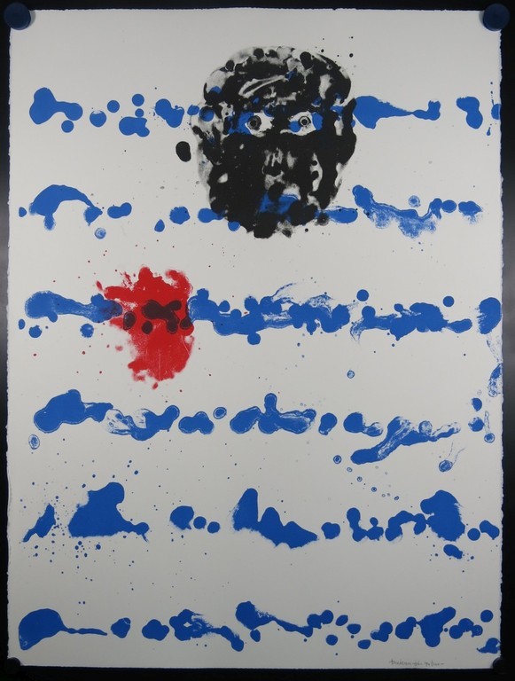 Jef Diederen: Litho, Zonder titel (zwart gezicht) verkocht voor € 75!