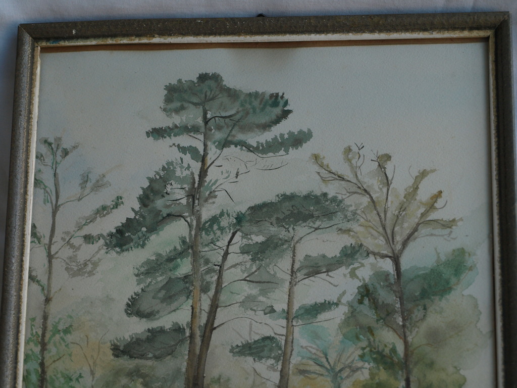 Onbekend : Aquarel, Bos – 1943 – gesigneerd en ingelijst kopen? Bied vanaf 1!