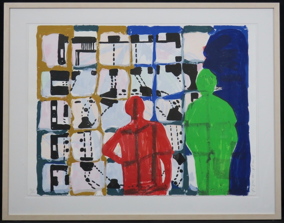 Cees Dolk: Zeefdruk, Figurenplan 2 - Ingelijst kopen? Bied vanaf 40!