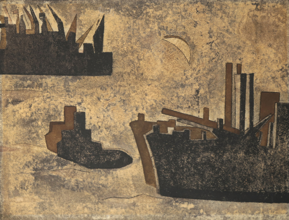 Adriaan Cornelis: Handbewerkte kleurenlitho, Zonder titel  verkocht voor € 40!