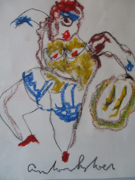 Anton Heyboer - crayon op molenpapier - Danseres kopen? Bied vanaf 1!